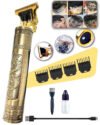 Máquina De Cortar Cabelo E Aparador De Barba Dr. Hank Dragão Dourado Lâmina T Profissional Sem Fio Recarregável Usb, 4 Pentes 1 Ao 4 Mm Motor Potente 127/220v