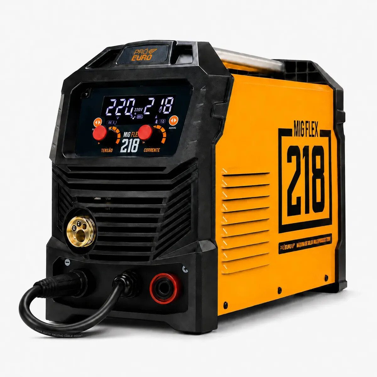 Máquina De Solda Multiprocesso 218a Pró Euro Mig Flex Com E Sem Gás Mma Tig 220v Laranja/preto Máquina De Solda Multiprocesso 218a Pró Euro Mig Flex Com E Sem Gás Mma Tig 220v Laranja/preto