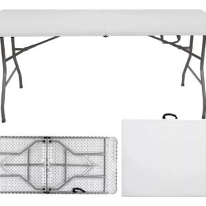 Mesa Dobrável Com 1,80m Alça Vira Maleta Portatil Camping Branco