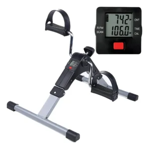 Mini Bicicleta Ergométrica cinza dobrável portátil
