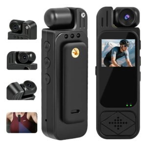 Mini Câmera De Ação 4k W Filmadora Esporte Portátil Prova Dágua Lente 180° Com Clip Microfone Áudio App Controle Remoto… Preto
