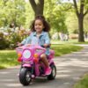 Mini Moto Elétrica Infantil 6v C/ Luz E Som Rosa Brinq Kids Policiais