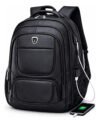 Mochila Couro Impermeável Com Entrada Para Fone Usb Grande
