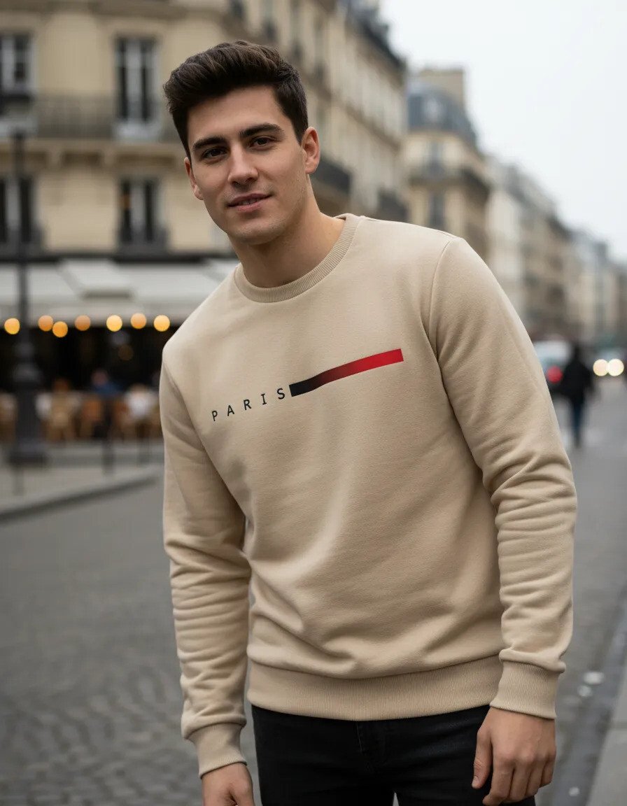 Moletom Masculino Gola Careca Flanelado Paris Suéter Frio Moletom Masculino Gola Careca Flanelado Paris Suéter Frio