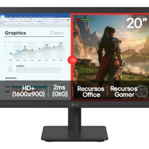 Monitor LG Led Home & Office 20u401a-b Tela 20 Hd+, LG Switch, Modo Leitura E Flicker Safe, Hdmi, Vga, 2ms (gtg), 75hz,… Preto 127/220v
