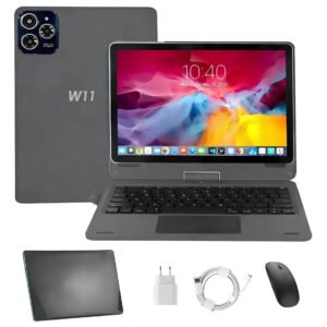 Notbook Android Tablet 10 Android 14 | Tela Rotacional 360° | 12gb Ram + 256gb | Estilo Notebook 2 Em 1 | Teclado E Mouse Inclusos Cinza