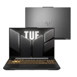 Notebook Asus Tuf Gaming F16 FX607VJ com tela ligada exibindo cores vibrantes