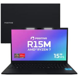 Notebook Positivo Vision R15m AMD Ryzen 7 32GB RAM 512GB SSD Tela 15 Full HD IPS Antirreflexo Tecla Copilot Preto