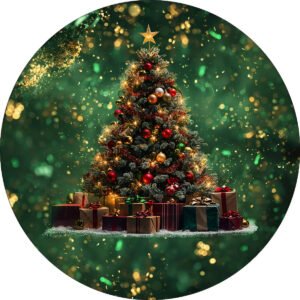 Painel De Festa 1,50×1,50 – Árvore Natal Tons De Verde 043