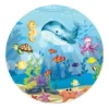 Painel Redondo 1,50 Diam Tecido Capa 3D Fundo do Mar Azul para Decoração de Festa