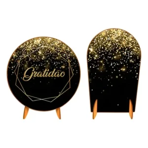 Painel Redondo + Romano Em Tecido C/ Elástico De Mesa Gratidão