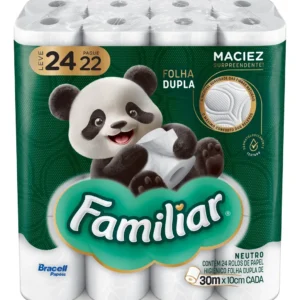 Pacote de Papel Higiênico Familiar Folha Dupla com 24 Rolos
