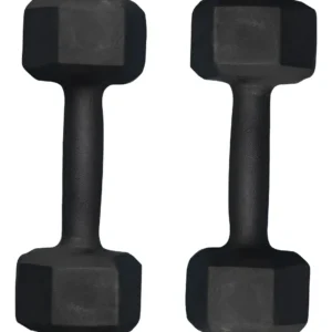 Par Halter Pintado 4kg Musculação Exercício Peso Sextavado FUNDFLASH Preto