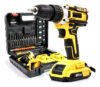 Parafusadeira Furadeira De Impacto 3 Funções Profissional 2 Baterias Sem Fio Cor Amarelo 127/220v