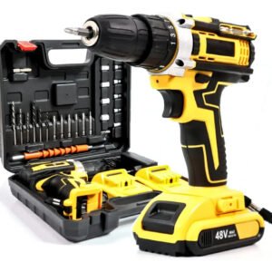Parafusadeira Furadeira De Impacto 3 Funções Profissional 2 Baterias Sem Fio Cor Amarelo 127/220v