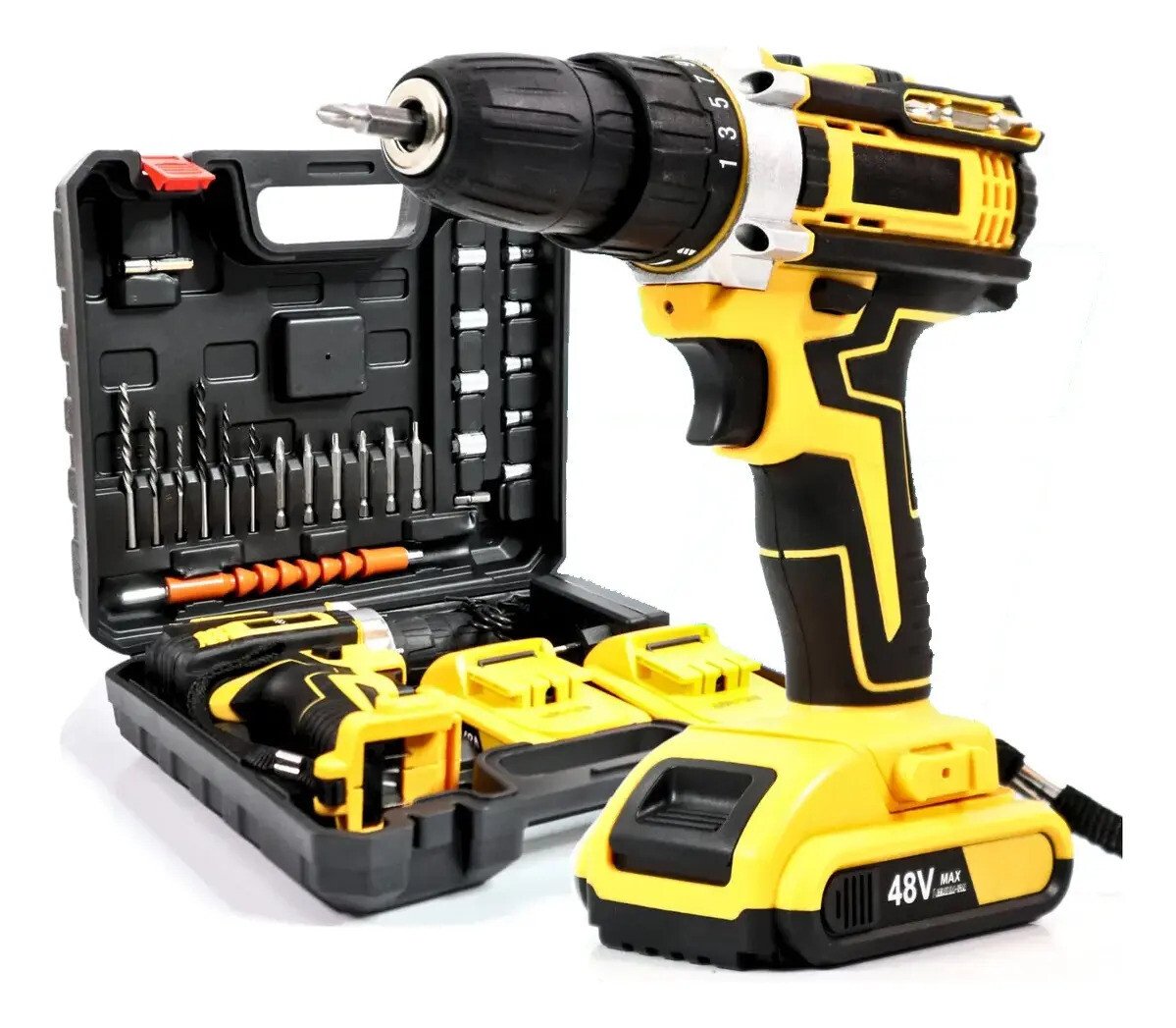 Parafusadeira Furadeira De Impacto 3 Funções Profissional 2 Baterias Sem Fio Cor Amarelo 127/220v Parafusadeira Furadeira De Impacto 3 Funções Profissional 2 Baterias Sem Fio Cor Amarelo 127/220v