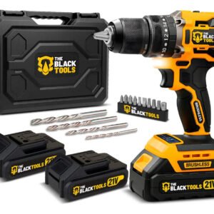 Parafusadeira Furadeira De Impacto Profissional Sem Fio 2 Baterias 21v Com Maleta Tb-21yx The Black Tools Amarelo E Preto 127/220v 60hz