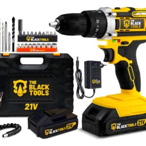 Parafusadeira Furadeira De Impacto The Black Tools Profissional Tb-21px 2 Baterias Com Maleta 60hz Amarelo 127/220v