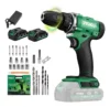 Parafusadeira Furadeira Elétrica Ryoku 2 Baterias 21v verde com kit de brocas e maleta