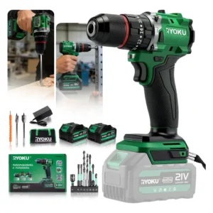 Parafusadeira Furadeira Impacto Brushless Ryoku 2 Baterias Verde