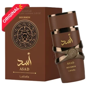 Frasco de Perfume Lattafa Asad Bourbon 100ml Original com Selo Dourado