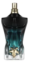 Frasco preto e verde do Perfume Jean Paul Gaultier Le Beau Eau de Parfum Intense 125 ml Masculino, com folha de parreira dourada