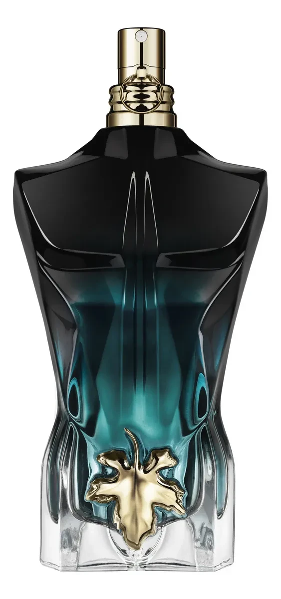 Perfume Jean Paul Gaultier Le Beau Eau de Parfum Intense Original com Melhor Preço Frasco preto e verde do Perfume Jean Paul Gaultier Le Beau Eau de Parfum Intense 125 ml Masculino, com folha de parreira dourada