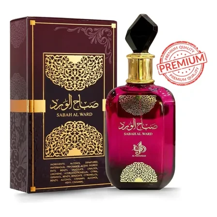 Perfume Sedutor Árabe Sabah 100ml Original Feminino Promoção Perfume Sedutor Árabe Sabah Original Feminino frasco dourado em destaque