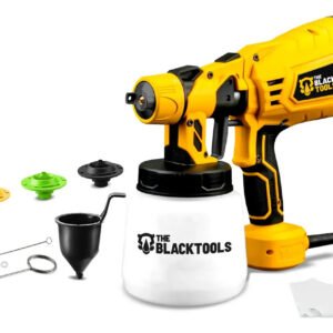Pistola De Pintura E Pulverizadora Elétrica Portátil Hvlp 1.250l C/5 Bicos E Acessórios 600w Tpp150 The Black Tools Amarelo 127v