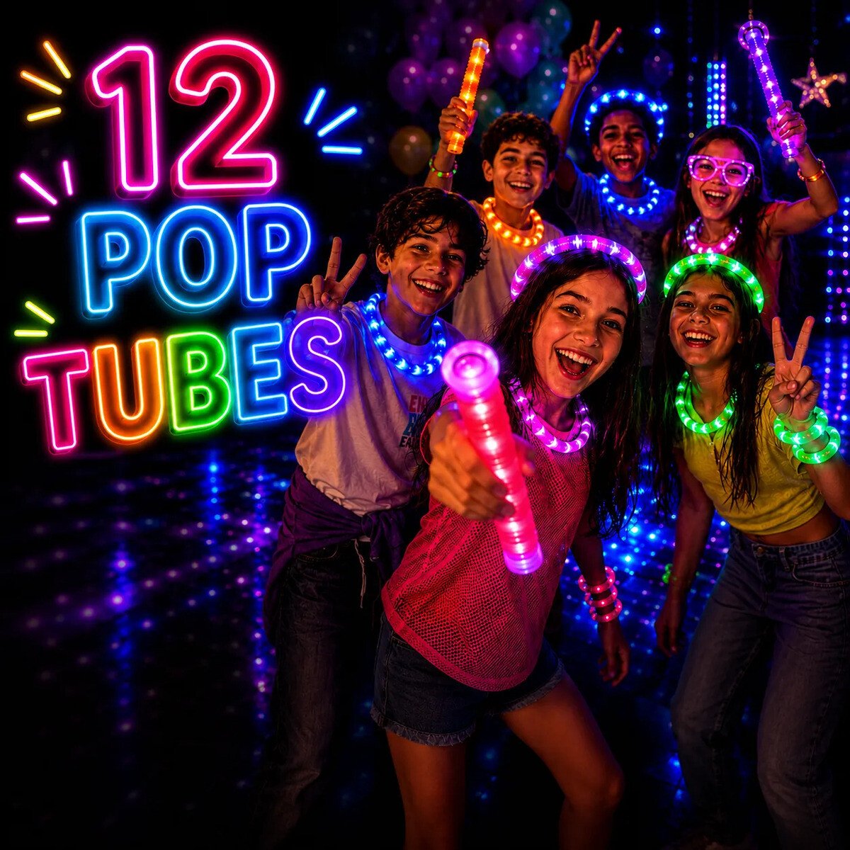 Pop Tube Led Kit 12 Lembrancinha Festa Aniversário Pisca Luz Pop Tube Led Kit 12 Lembrancinha Festa Aniversário Pisca Luz
