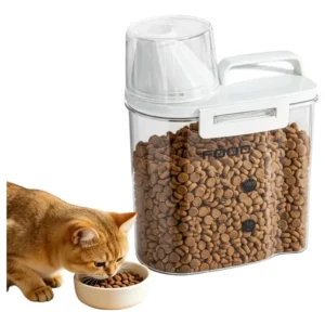 Pote Hermético 1L Transparente para Ração de Cachorro e Gato com Tampa Dosador e Colher