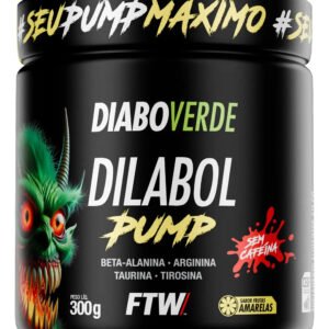 Pré Treino Dilabol Pump Diabo Verde Sem Cafeína Pote 300g Sabor Frutas Amarelas – Ftw