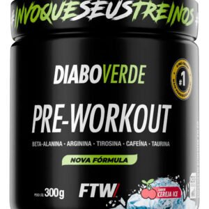 Pré Treino Pre Workout Diabo Verde Pote 300g Sabor Cereja Ice Ftw
