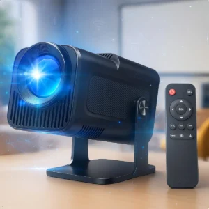 Projetor HY320 Davely Smart TV Android WiFi 6 390 ANSI Lumens Full HD Suporte 4K HDMI Bluetooth 85-200 Polegadas Alto Falante Com Controle Remoto Bivolt Portátil