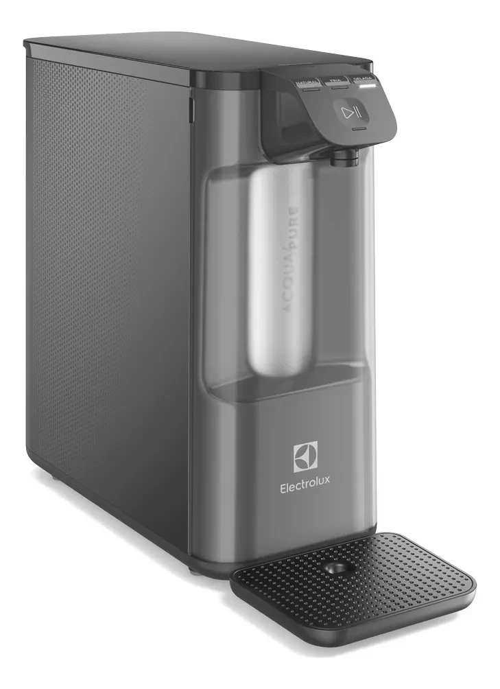 Purificador de Água Electrolux PE12G Compacto Gelada Fria e Natural Eletrônico Original Purificador de Água Gelada Fria Natural Eletrônico Placa Compacto Electrolux PE12G com Filtro Carvão Painel Touch Cinza