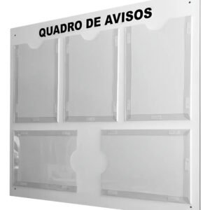 Quadro De Avisos Gestão Informativo Acm Branco 5 Displays A4