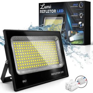 Refletor Super Led 600w Holofote Slim Prova D'água Branco Frio Lumi 127/220v Preto