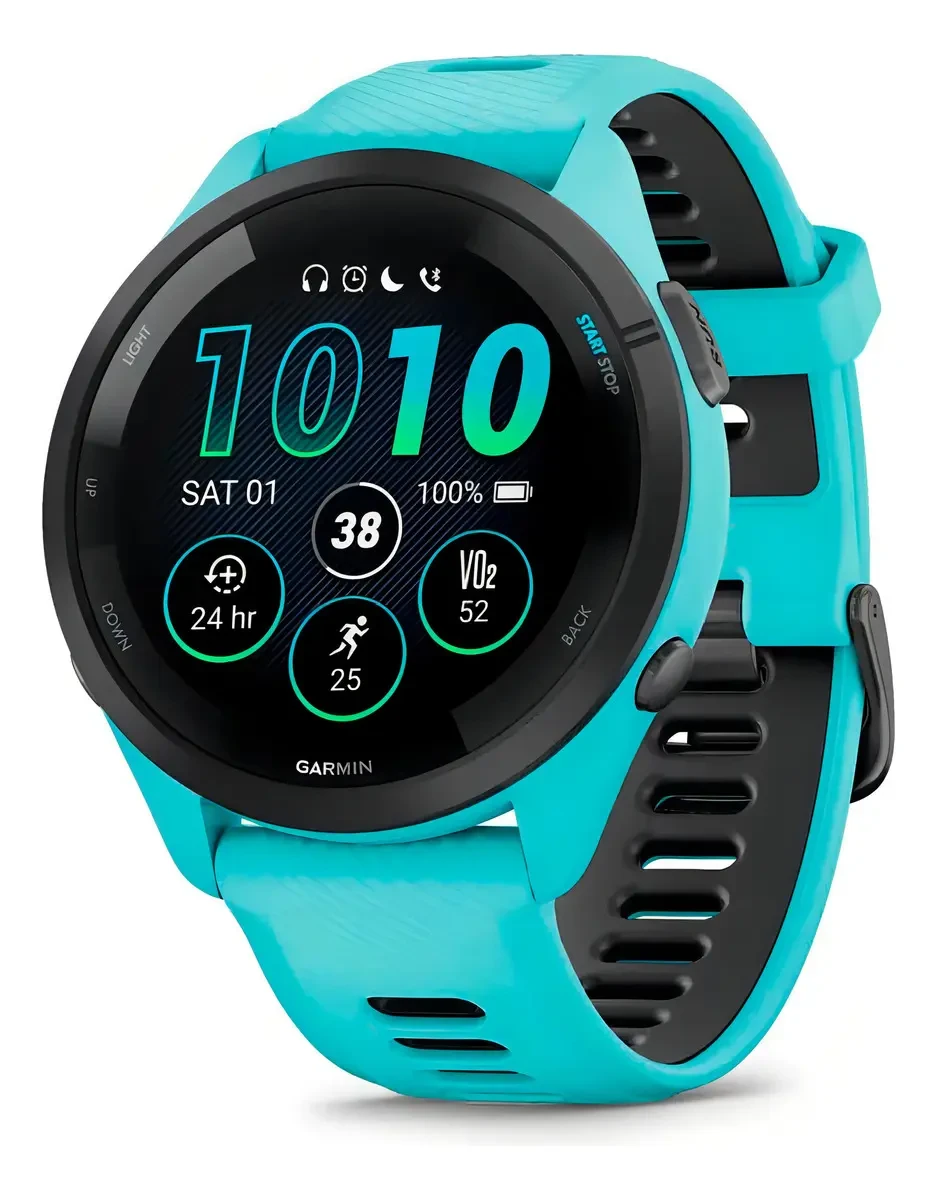Relógio de música Smartwatch Forerunner 265 Amoled Garmin Touch Bezel Color Turquesa Relógio de música Smartwatch Forerunner 265 Amoled Garmin Touch Bezel Color Turquesa