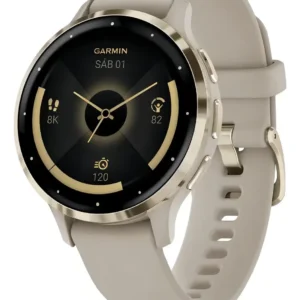 Relógio Garmin Venu 3S Cinza Dourado Bege Mesh Cinza