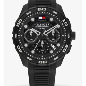 Relógio Masculino Tommy Hilfiger Th-regatta 1792233 Preto Branco em Aço Inoxidável e Silicone, Resistente à Água