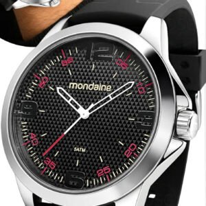 Relógio Mondaine Masculino De Pulso Analógico Quartzo Pulseira Silicone Confortável Preto Prata Prova D’água 50 Metros Prateado