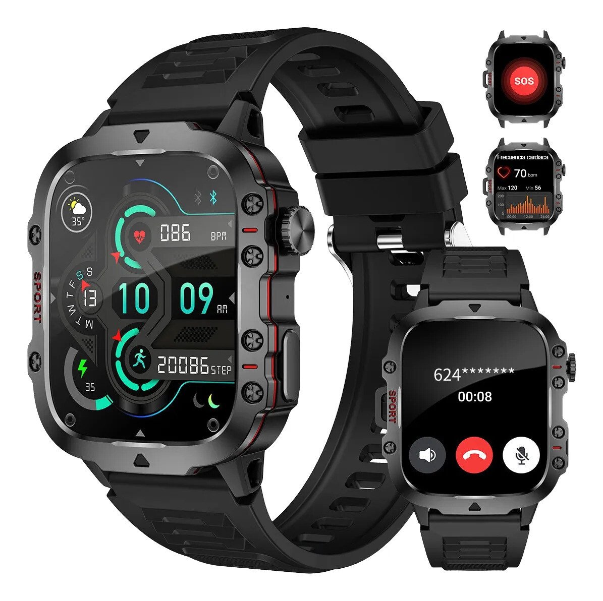 Relógio Smartwatch Masculina Relógio Esportivo Inteligente Foxbox Smart Watch Relógio Digital Militar Resistente Quedas... Preto Relógio Smartwatch Masculina Relógio Esportivo Inteligente Foxbox Smart Watch Relógio Digital Militar Resistente Quedas... Preto
