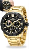 Relógio Technos Masculino Legacy Cronógrafo Aço Dourado Preto 100m