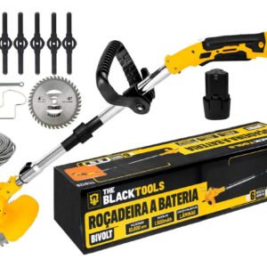 Roçadeira Aparador Grama A Bateria Recarregável 460w Profissional Com Acessórios Tcg12b The Black Tools 127/220v Amarelo