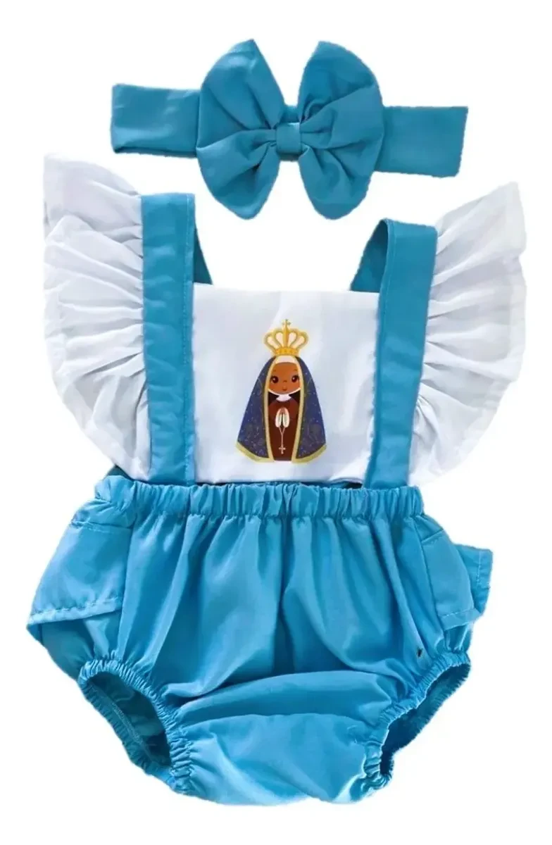 Romper Nossa Senhora Aparecida Borboletinhas Kids Original Romper Nossa Senhora da Aparecida Borboletinhas Kids para bebês