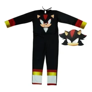 Fantasia Infantil Sonic Shadow Preta Cosplay com Máscara