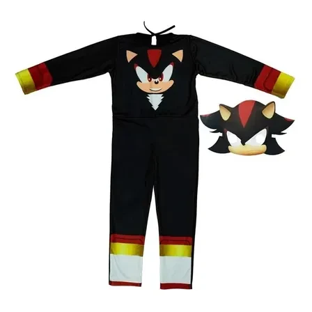 Fantasia Infantil Sonic Shadow Cosplay com Máscara Oferta Fantasia Infantil Sonic Shadow Preta Cosplay com Máscara