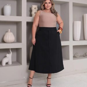 Saia Alfaiataria Feminina Plus Size Midi Evangélica Casual