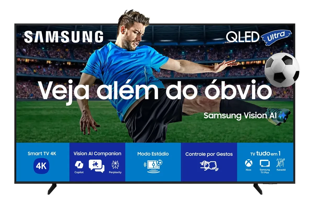 Samsung Vision AI TV 50 QLED Ultra 4K Q7F 2025 Melhor Preço Samsung Vision AI TV 50 QLED Ultra 4K Q7F 2025, Smart TV QLED preta