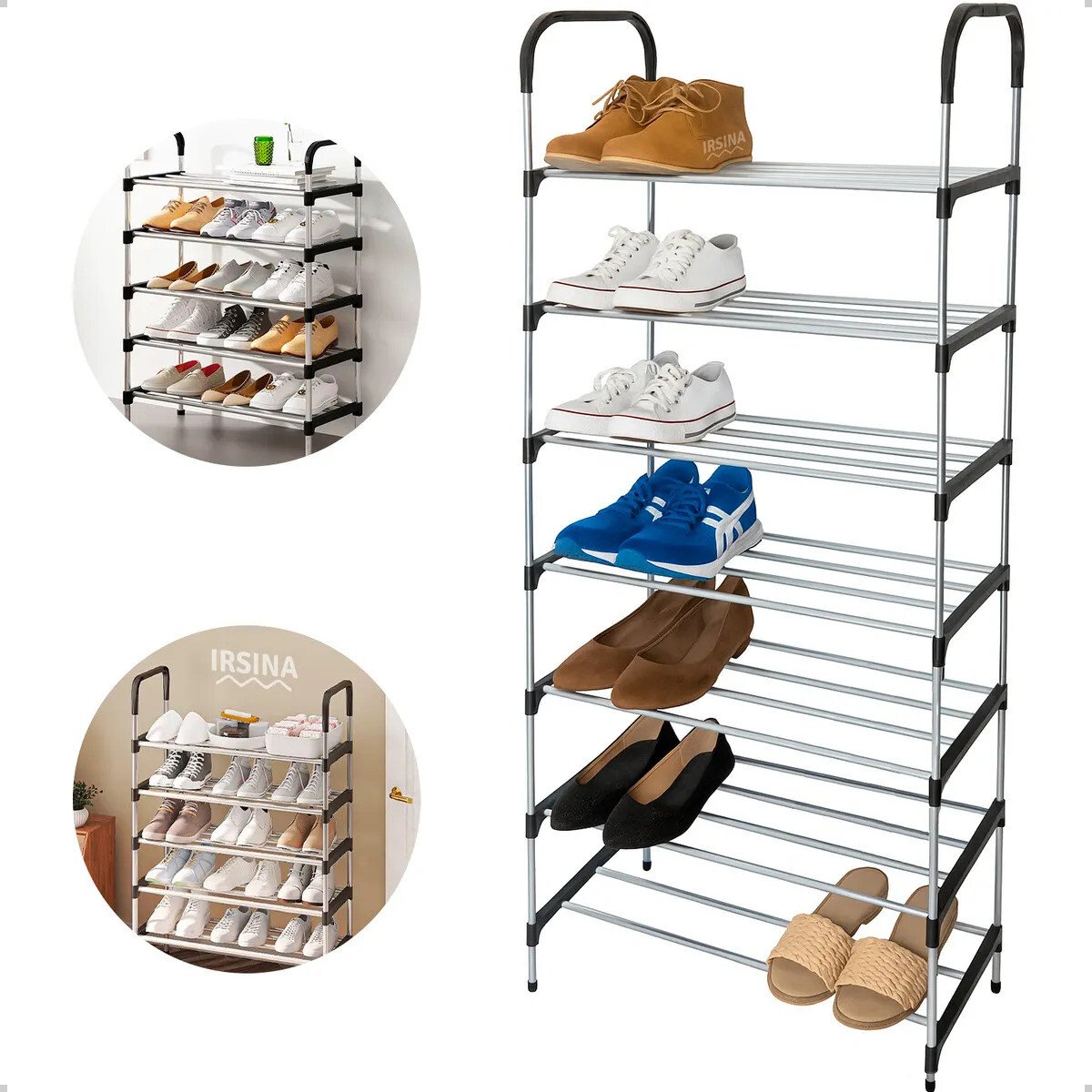 Sapateira Vertical Irsina 7 Andares Aço Inox 21 Pares Cor Preto Sapateira Vertical Irsina 7 Andares Aço Inox 21 Pares Cor Preto